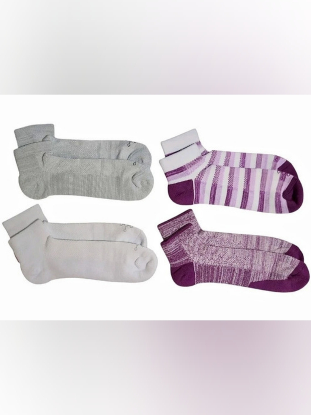 Tommie Copper 4 Pk INFRA & ULTRA Compression Ankle Socks - Purple Stripe Large